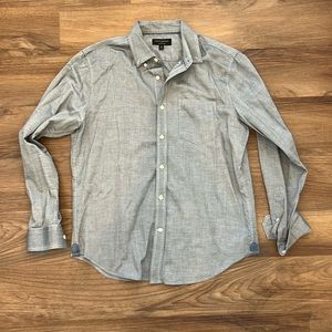Blue button down, untucked style